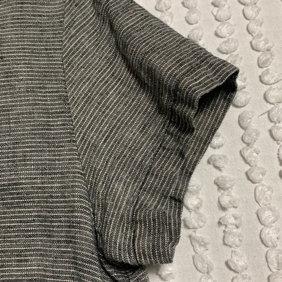 Garnet Hill Women’s 100% Linen Charcoal/White Mini Dress Size 12 Minimalist - Picture 3 of 11